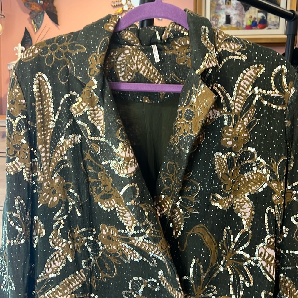 FREE PEOPLE Sequin embellished blazer.